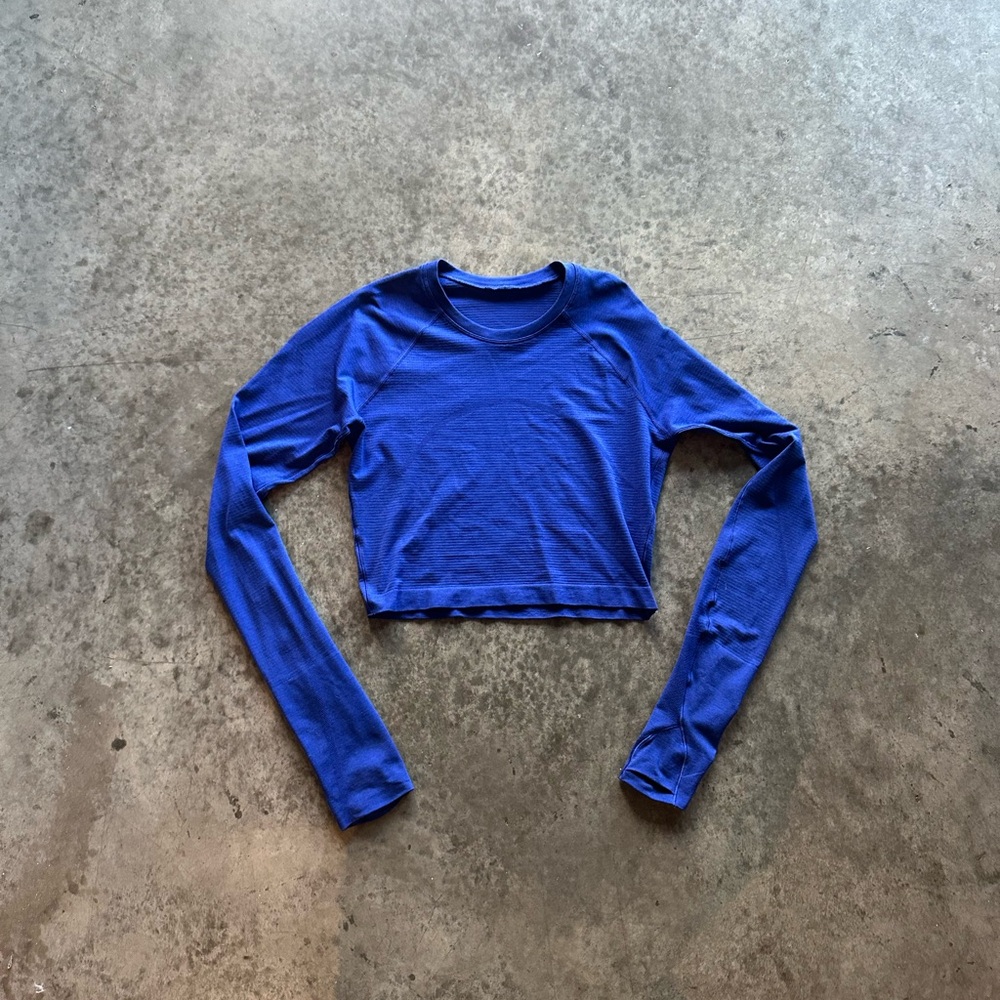 lululemon athletica Royal Blue Long Sleeve Crop Top